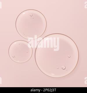 Vector realistic Water drops o Beauty and Cosmetics Clear gel Element 3D Illustrazione in rosa per poster, copertina del libro o sfondo pubblicitario. Illustrazione Vettoriale