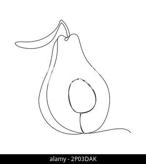 Icona di avocado online. Frutta e verdura continue. Cibo naturale e sano per la vita e le diete. Illustrazione dei prodotti Nutric nello stile di schizzo. Illustrazione Vettoriale