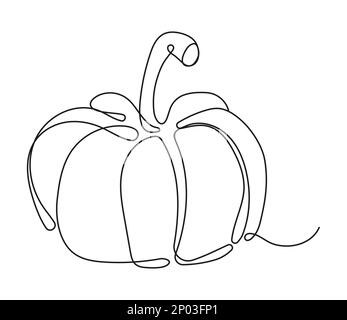 Icona della zucca online. Frutta e verdura continue. Cibo naturale e sano per la vita e le diete. Illustrazione dei prodotti Nutric nello stile di schizzo. Illustrazione Vettoriale