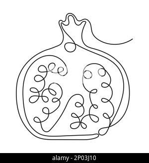 Icona melograno online. Frutta e verdura continue. Cibo naturale e sano per la vita e le diete. Illustrazione dei prodotti Nutric nello stile di schizzo. Illustrazione Vettoriale