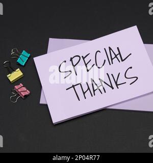 Scrittura visualizzazione testo Grazie. speciale Panoramica aziendale espressione di apprezzamento o di gratitudine o di un riconoscimento Foto Stock