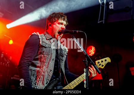 1 marzo 2023: Jamie Mathias della band gallese Bullet for My Valentine Live at Liverpool Guild of Students (Credit Image: © Andy von PIP/ZUMA Press Wire) SOLO PER USO EDITORIALE! Non per USO commerciale! Foto Stock