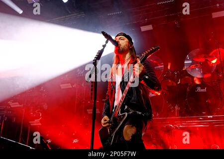 1 marzo 2023: Matthew Tuck della band gallese Bullet for My Valentine Live at Liverpool Guild of Students (Credit Image: © Andy von PIP/ZUMA Press Wire) SOLO PER USO EDITORIALE! Non per USO commerciale! Foto Stock