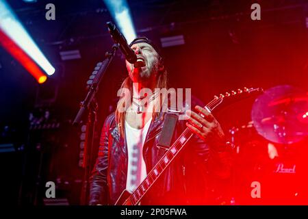 1 marzo 2023: Matthew Tuck della band gallese Bullet for My Valentine Live at Liverpool Guild of Students (Credit Image: © Andy von PIP/ZUMA Press Wire) SOLO PER USO EDITORIALE! Non per USO commerciale! Foto Stock