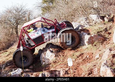 Febbraio 2023 - prova del Club della trazione integrale, a Chewton Mendip, a Somerset, Inghilterra, Regno Unito. Foto Stock