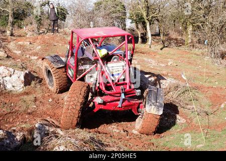 Febbraio 2023 - prova del Club della trazione integrale, a Chewton Mendip, a Somerset, Inghilterra, Regno Unito. Foto Stock