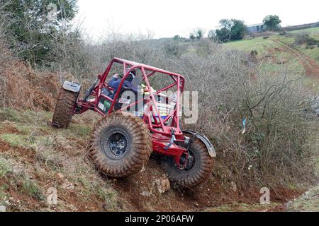 Febbraio 2023 - prova del Club della trazione integrale, a Chewton Mendip, a Somerset, Inghilterra, Regno Unito. Foto Stock