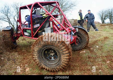 Febbraio 2023 - prova del Club della trazione integrale, a Chewton Mendip, a Somerset, Inghilterra, Regno Unito. Foto Stock