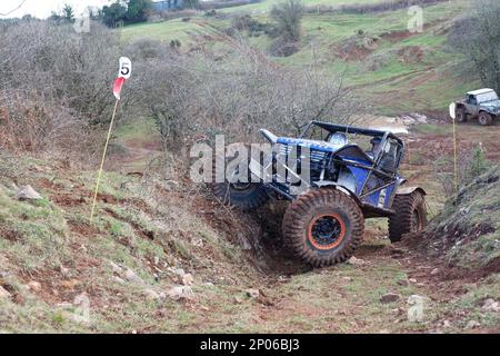 Febbraio 2023 - prova del Club della trazione integrale, a Chewton Mendip, a Somerset, Inghilterra, Regno Unito. Foto Stock