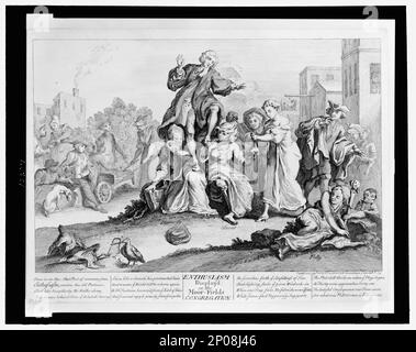 Entusiasmo mostra: O, la congregazione dei campi di Moor. Collezione British Cartoon Prints . Whitefield, George, 1714-1770. , Evangelisti,1730-1740. Foto Stock