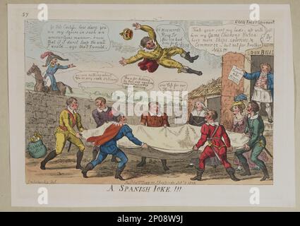 Uno scherzo spagnolo !!! Cruikshank, del.. Collezione British Cartoon Prints . Giuseppe Bonaparte, Re di Spagna, 1768-1844. , Guerra Peninsulare, 1807-1814. Foto Stock