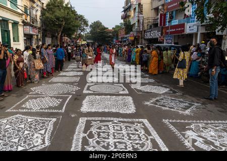 Kolam durante il festival Mylapore Foto Stock