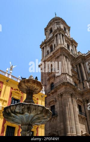 MALAGA, ANDALUCIA/SPAGNA - LUGLIO 5 : Palazzo Vescovile barocco progettato da Antonio Ramos nel 18th ° secolo nella Plaza de Obispo Malaga Costa del Sol Foto Stock