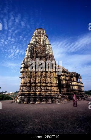 Il tempio di Duladeo del gruppo di templi meridionali a Khajuraho dedicato a Lord Shiva, Madhya Pradesh, India. Patrimonio dell'umanità dell'UNESCO. 1000 â€“ Foto Stock