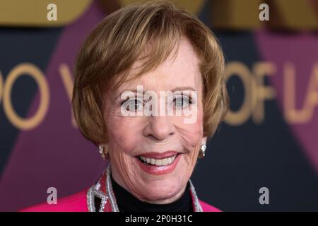 HOLLYWOOD, LOS ANGELES, CALIFORNIA, USA - 02 MARZO: L'attrice, comica, cantante e scrittrice americana Carol Burnett arriva allo speciale compleanno "Carol Burnett: 90 anni di risate + amore" della NBC, tenutosi ad AVALON Hollywood e Bardot il 2 marzo 2023 a Hollywood, Los Angeles, California, Stati Uniti. (Foto di Xavier Collin/Image Press Agency) Foto Stock