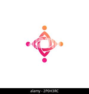 Design del logo della comunità sanitaria. Logo della comunità di persone. Icona umana Illustrazione Vettoriale