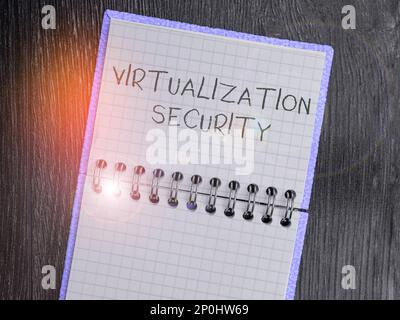 Testo che mostra Inspiration Virtualization Security, Panoramica aziendale applicazione dell'ambiente virtuale ai videogame per computer Foto Stock