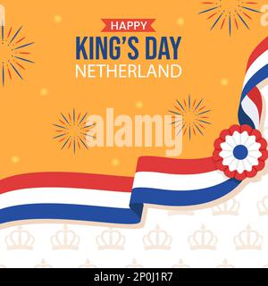 Happy Kings Netherlands Day Social Media background Illustrazione Cartoon modelli disegnati a mano Illustrazione Vettoriale