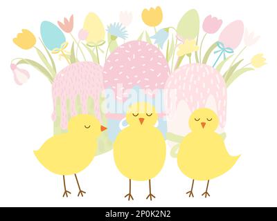 Dolci di Pasqua e fiori primaverili bouquet Illustrazione Vettoriale