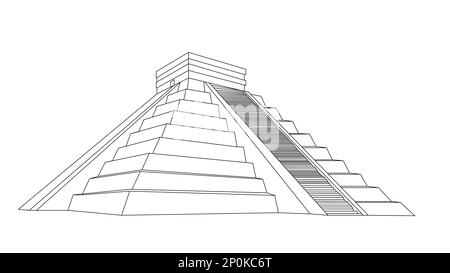 Illustrazione Aztec piramide 9 piani di altezza Foto Stock