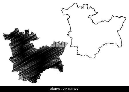 Mappa del distretto non metropolitano di Bromsgrove (Regno Unito di Gran Bretagna e Irlanda del Nord, contea cerimoniale Worcestershire o Worcs, Inghilterra) ve Illustrazione Vettoriale