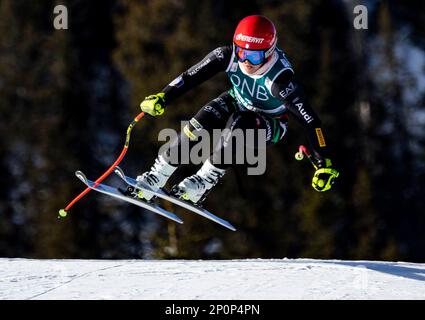 Kvitfjell 20230302. Laura Pirovano (ITA) durante l'allenamento di discesa delle donne in vista delle gare di Coppa del mondo Alpina a Kvitfjell. Foto: Geir Olsen / NTB Foto Stock