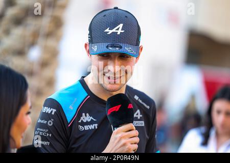 Sakhir, Bahrain - 02/03/2021, OCON Esteban (fra), Alpine F1 Team A523, ritratto durante il Gran Premio di Formula 1 Gulf Air Bahrain 2023, 1st° round del Campionato del mondo FIA Formula uno 2023 dal 2 al 5 marzo 2023 sul circuito Internazionale del Bahrain, a Sakhir, Bahrain - Foto: FLORENT GOODEN / DPPI Media / LiveMedia Foto Stock