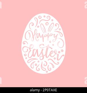 Bella mano disegnata pasqua disegni con testo 'Happy Easter' cute mano disegnata coniglietti, uova e decorazione - disegno vettoriale Illustrazione Vettoriale