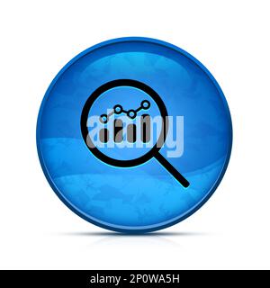 Visualizza l'icona di analisi finanziaria o di ricerca sulle metriche sul pulsante blu di classe Foto Stock