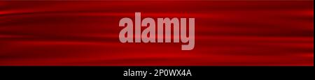 Tessuto rosso, sfondo in tela satinata, sfondo tendaggi ondulati, elegante materiale tessile di lusso. Illustrazione Vettoriale