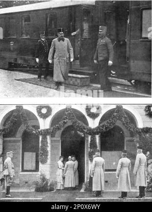 ''Francois-Ferdinand etait venu en Bagnie pour y procander a une Inspection militaire', 1914. From "l'Album de la Guerre 1914-1919, Volume i" [l'Illustration, Paris, 1924]. Foto Stock