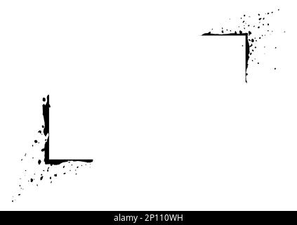 Modello con angoli neri in stile stencil e grunge su sfondo bianco. Illustrazione Vettoriale