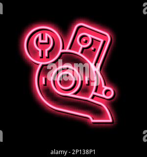illustrazione dell'icona della candela al neon per la riparazione della turbina Illustrazione Vettoriale