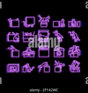 illustrazione dell'icona della luce al neon in lingua inglese preposizionata Illustrazione Vettoriale