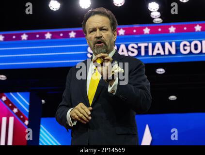 Washington DC, Stati Uniti. 03rd Mar, 2023. Sebastian Gorka, host, America First, alla 2023 Conferenza di azione politica conservativa (CPAC) a National Harbor, Maryland, Stati Uniti, venerdì 3 marzo, 2023. Credit: Ron Sachs /CNP/MediaPunch Credit: MediaPunch Inc/Alamy Live News Foto Stock