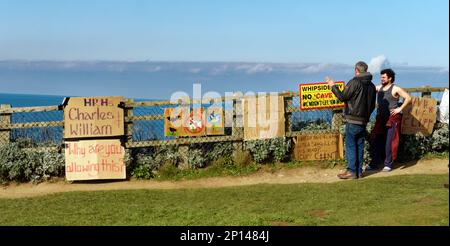 Whipsiderry Beach Development protesta Cornwall UK Foto Stock
