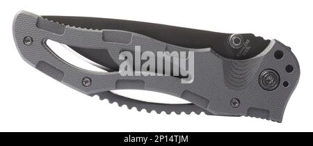 Coltello pieghevole autodifensivo in acciaio inox stee3l con lama interna Foto Stock