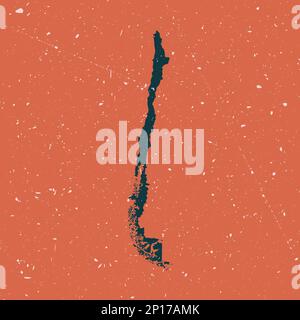 Mappa dell'epoca del Cile. Mappa grunge del paese con texture stressata. Poster per il Cile. Illustrazione vettoriale. Illustrazione Vettoriale