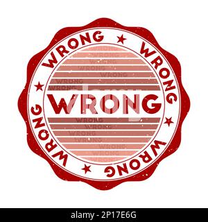 Distintivo errato. Francobollo tondo grunge con texture nel tema dei colori Heartbeat. Sigillo geometrico errato in stile vintage con strisce sfumate. Illustrazione Vettoriale