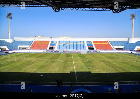 Egitto, Alessandria 03 marzo 2023 - una visione generale dello stadio Haras El-Hodod durante la Quarter Final Match tra Gambia Under 20 e Sud Sudan Under 20 di TotalEnergies Under 20 Coppa delle Nazioni dell'Africa Egitto 2023 e qualificarsi per la FIFA Under 20 Coppa del mondo 2023 in Indonesia. Stadio Haras El-Hodod ad Alessandria, Egitto, 2023. Foto SPSI Credit: Sebo47/Alamy Live News Foto Stock