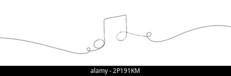 Beam note intera illustrazione vettoriale linea continua stile di disegno. Segno di minimalismo e simbolo della musica. Illustrazione Vettoriale