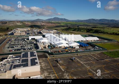 Vista aerea della struttura morbida di Otay Mesa, California. Foto Stock