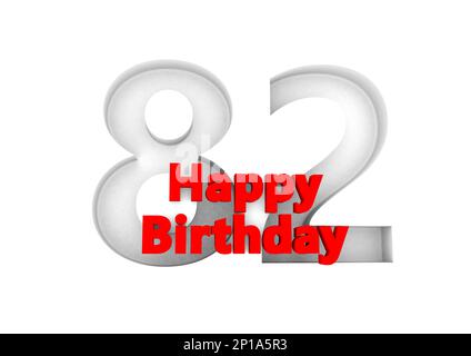 Scritta rossa buon compleanno con un grande numero di rilievo dietro Foto Stock