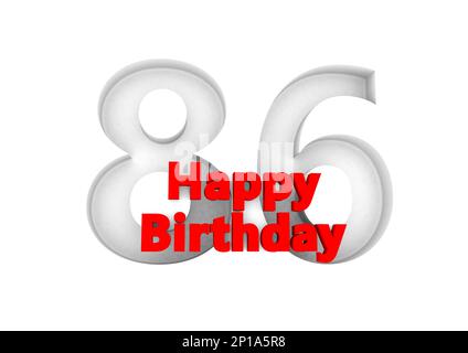 Scritta rossa buon compleanno con un grande numero di rilievo dietro Foto Stock