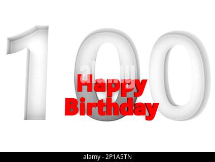 Scritta rossa buon compleanno con un grande numero di rilievo dietro Foto Stock
