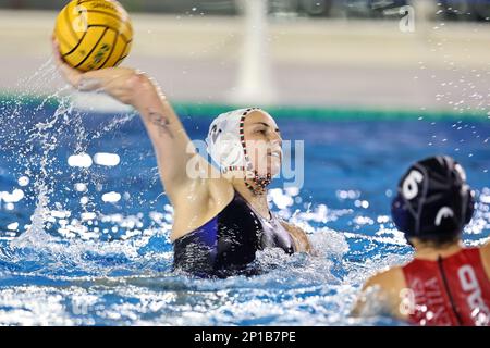 Polo Acquatico Frecciarossa, Roma, Italia, 03 marzo 2023, Bronte Riley Halligan (Ekipe orizzonte) durante le quarti di finale - Ekipe orizzonte vs RN Florentia - Italian Women's Coppa Italia waterpolo match Foto Stock