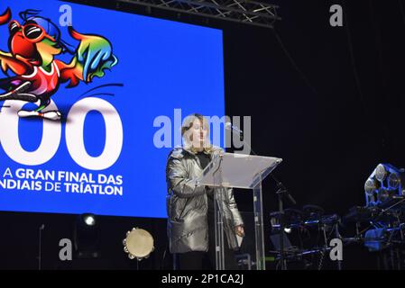 Pontevedra, Spagna. mar, 3th, 2023. Natalia Castro in un momento del suo discorso come atleta d'élite. Credit: Xan Gasalla / Alamy Live News. Foto Stock