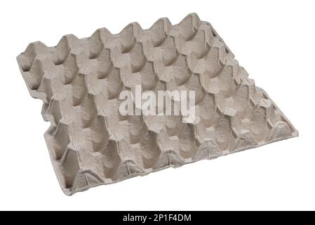 vassoio di uova di carta vuoto isolato su sfondo bianco Foto Stock