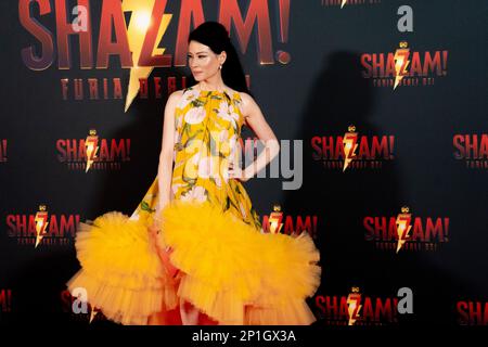 Roma, Italia, 03th marzo 2023, Zachary Levi, Lucy Liu, Rachel Zegler e Helen Mirren partecipano alla prima di Shazam! Furia degli dei allo Space Cine Foto Stock