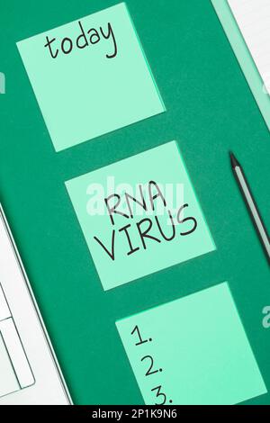 Sottotitolo concettuale RNA Virus. Idea di business un virus informazioni genetiche sono memorizzate sotto forma di RNA Foto Stock